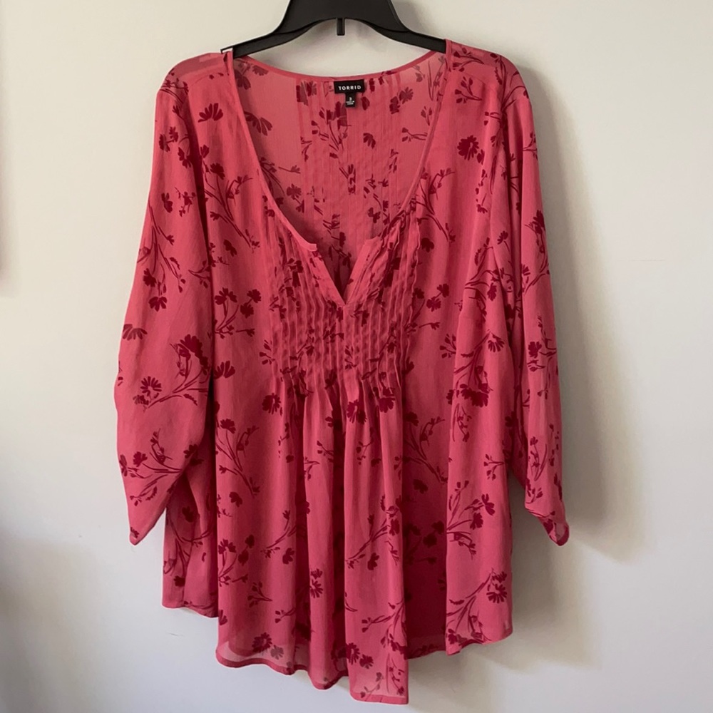 TORRID Floral Blouse Top Shirt Sz 3
